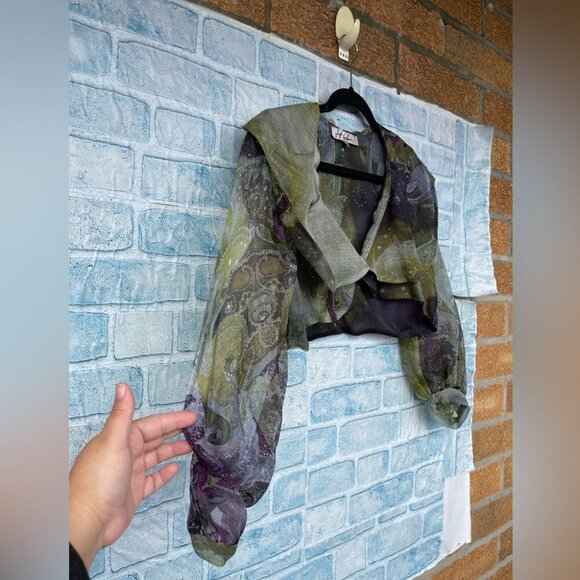 JEFF GALLANO SHEER SLEEVE SHRUG BOLERO SIZE 2/medium - Picture 2 of 8